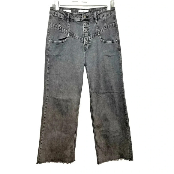 Vigoss Dylan Wide Leg Jeans High Rise Button Fly Women 29 Raw Hem Gothic Grunge - Picture 1 of 9